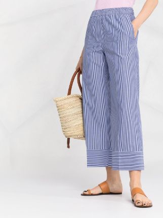 striped cotton wide-leg trousers展示图