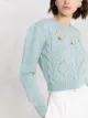 Alessandra Rich floral embroidery cable-knit jumper