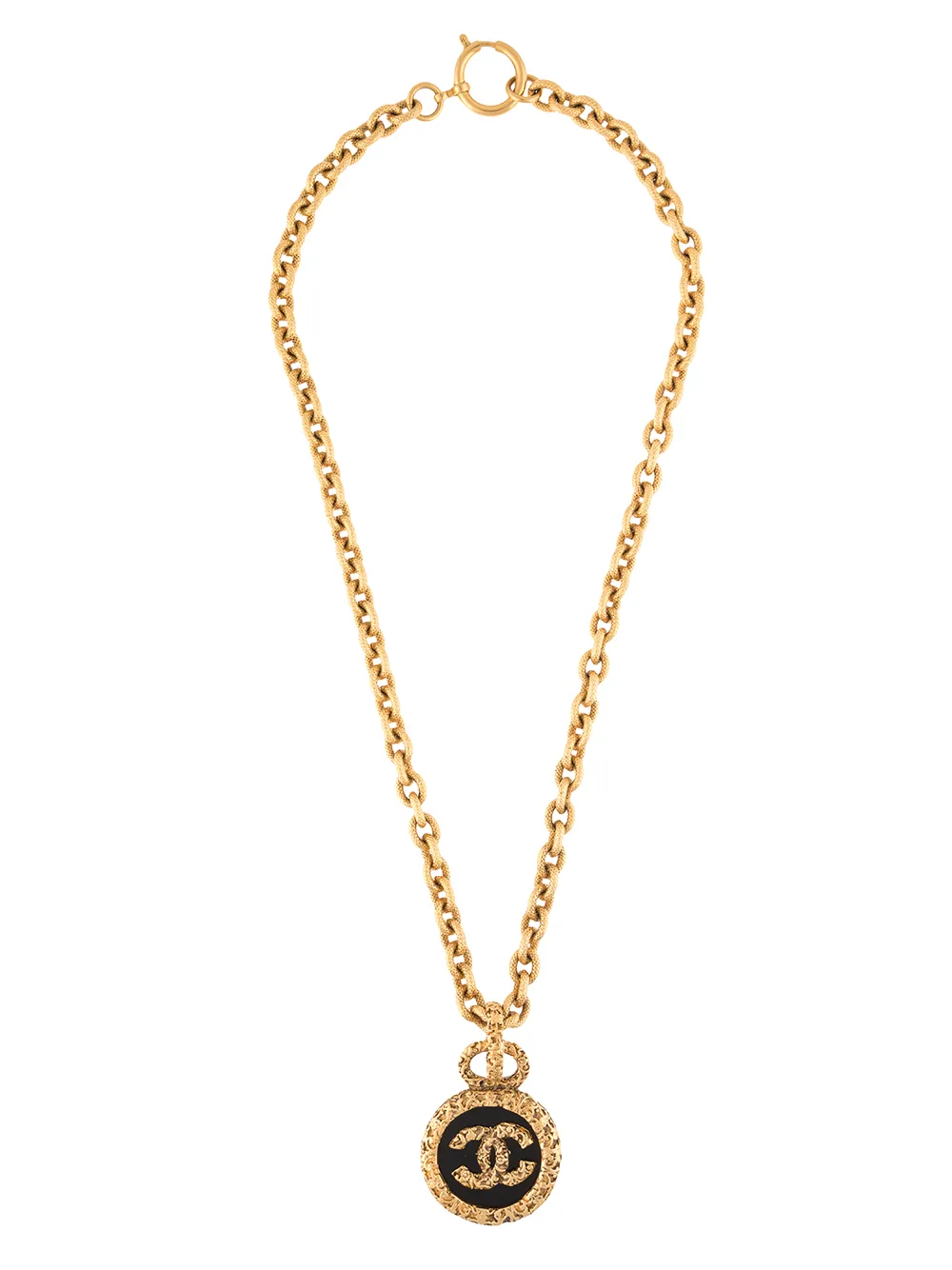 Chanel Vintage Heart Shape CC Logo Cut Out Pendant Rolo Necklace