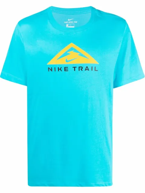 Nike blue Dri-FIT Trail logo-print T-shirt for men | CZ9802 at Farfetch.com