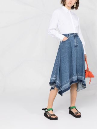 buttoned-up draped-sleeved shirt展示图