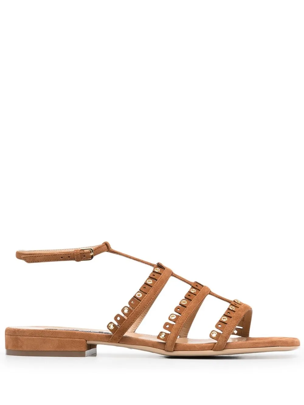 Sergio Rossi Royal Eyelet-embellished Suede Sandals In Light Brown ...