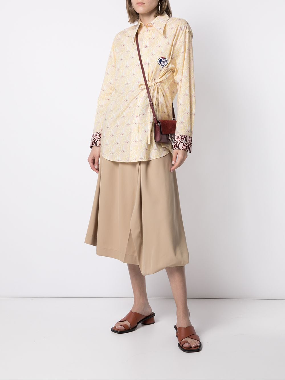 Shop Chloé Hearty-print Oversized Shirt In Yellow