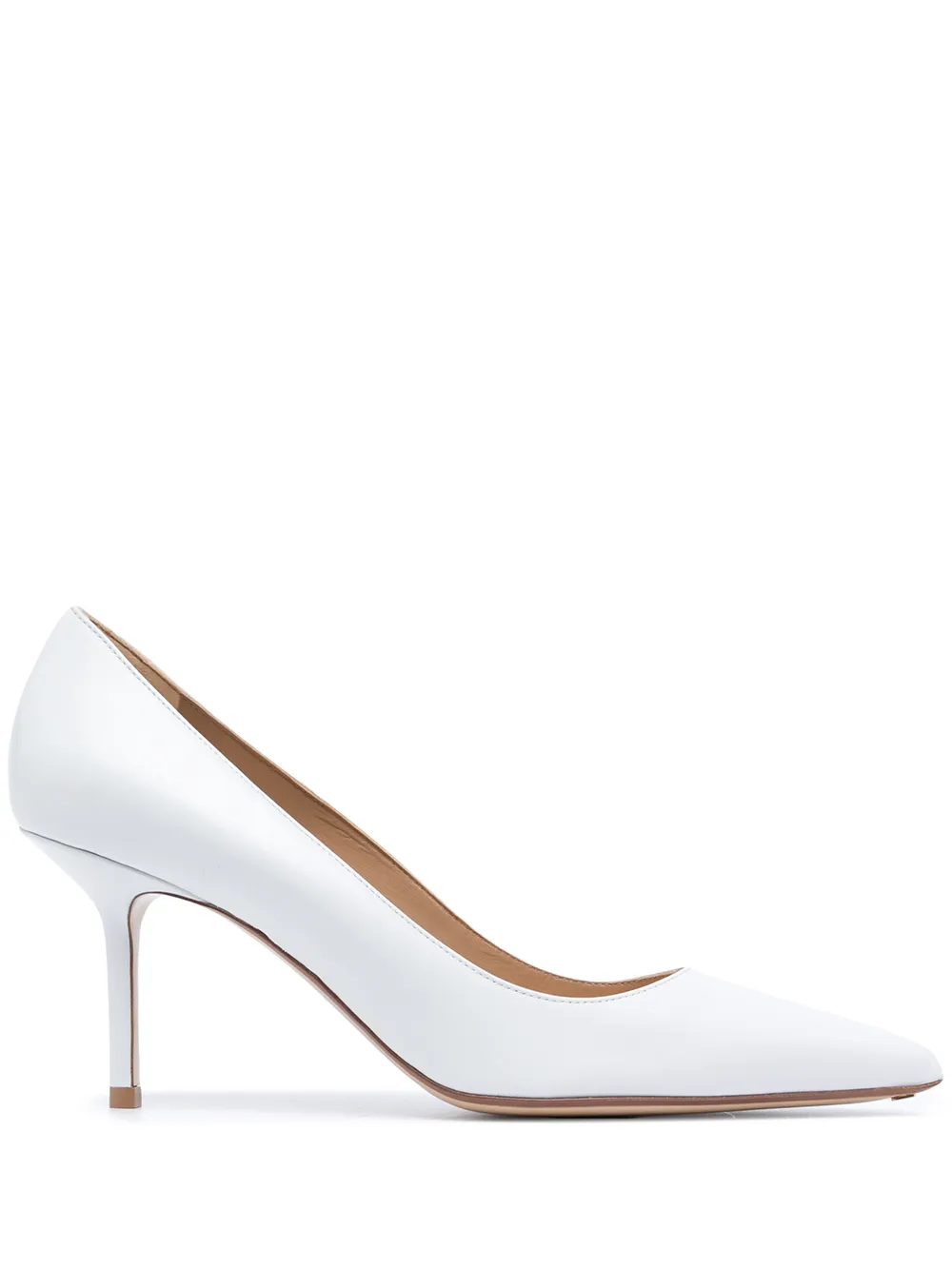 Francesco Russo Leather Pointed-toe Pumps In White
