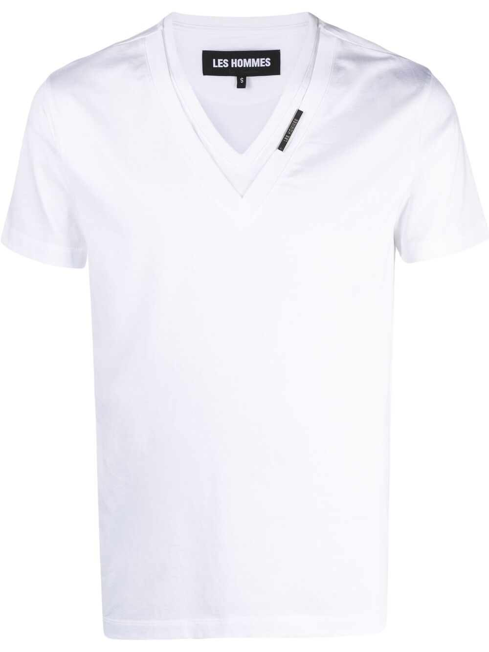 Les Hommes Layered V-neck Cotton T-shirt In White