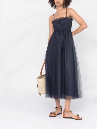 ruched-bodice midi dress展示图