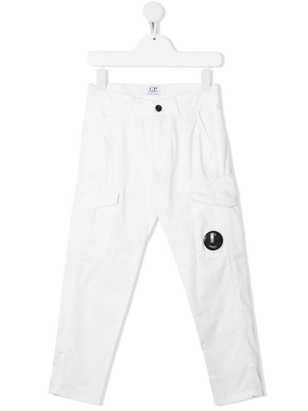 C.p. Company Logo-plaque Straight-leg Trousers In White