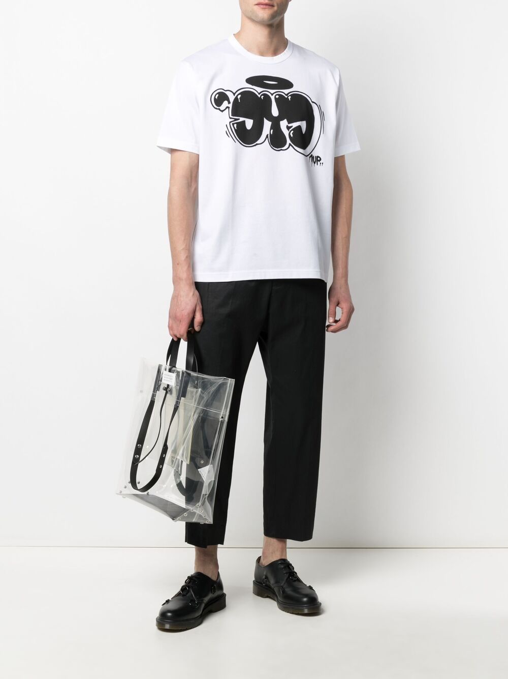 Shop Junya Watanabe Graffiti-print T-shirt In White