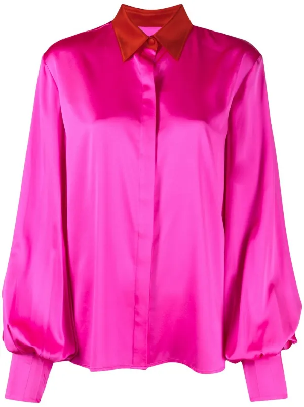 Alex Perry contrast collar satin blouse 