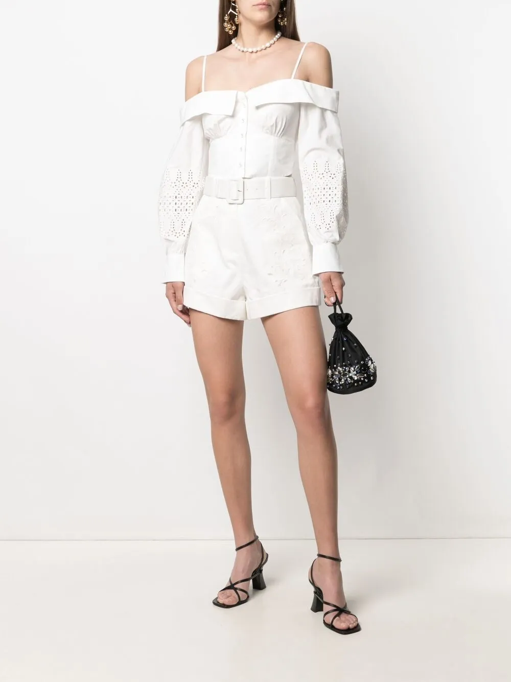 Image 2 of Self-Portrait embroidered off-shoulder blouse