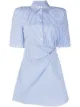 Image 1 of Off-White vertical-stripe short-sleeve shirtdress