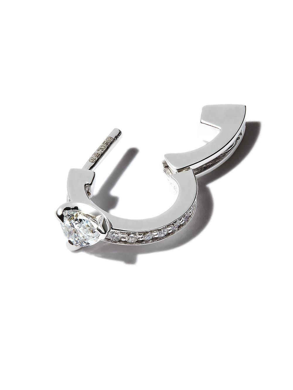 Shop Repossi 18k White Gold Serti Sur Vide Diamond Earring In Silver