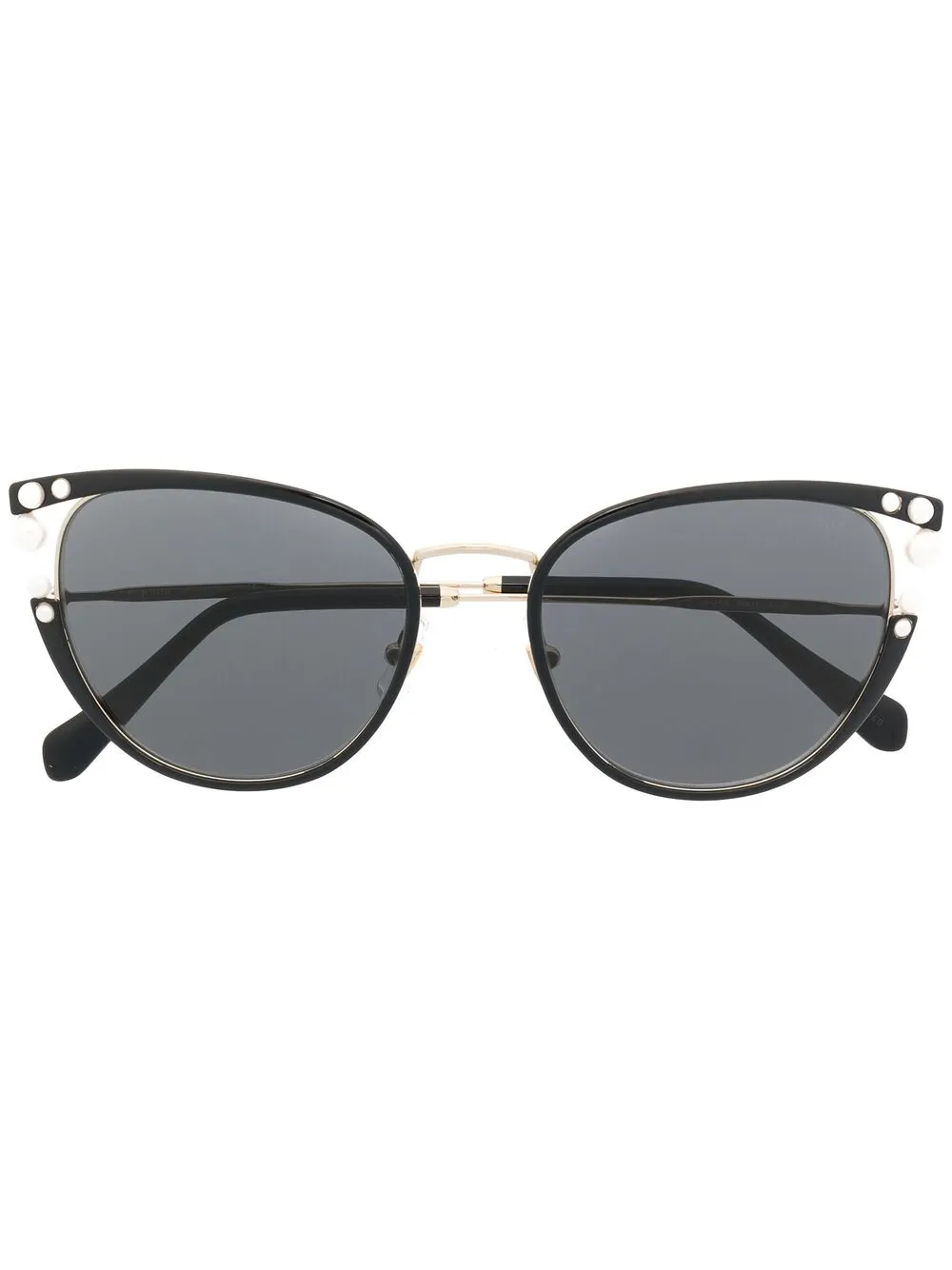 Miu Miu Eyewear faux-pearl cat-eye frame sunglasses - Black