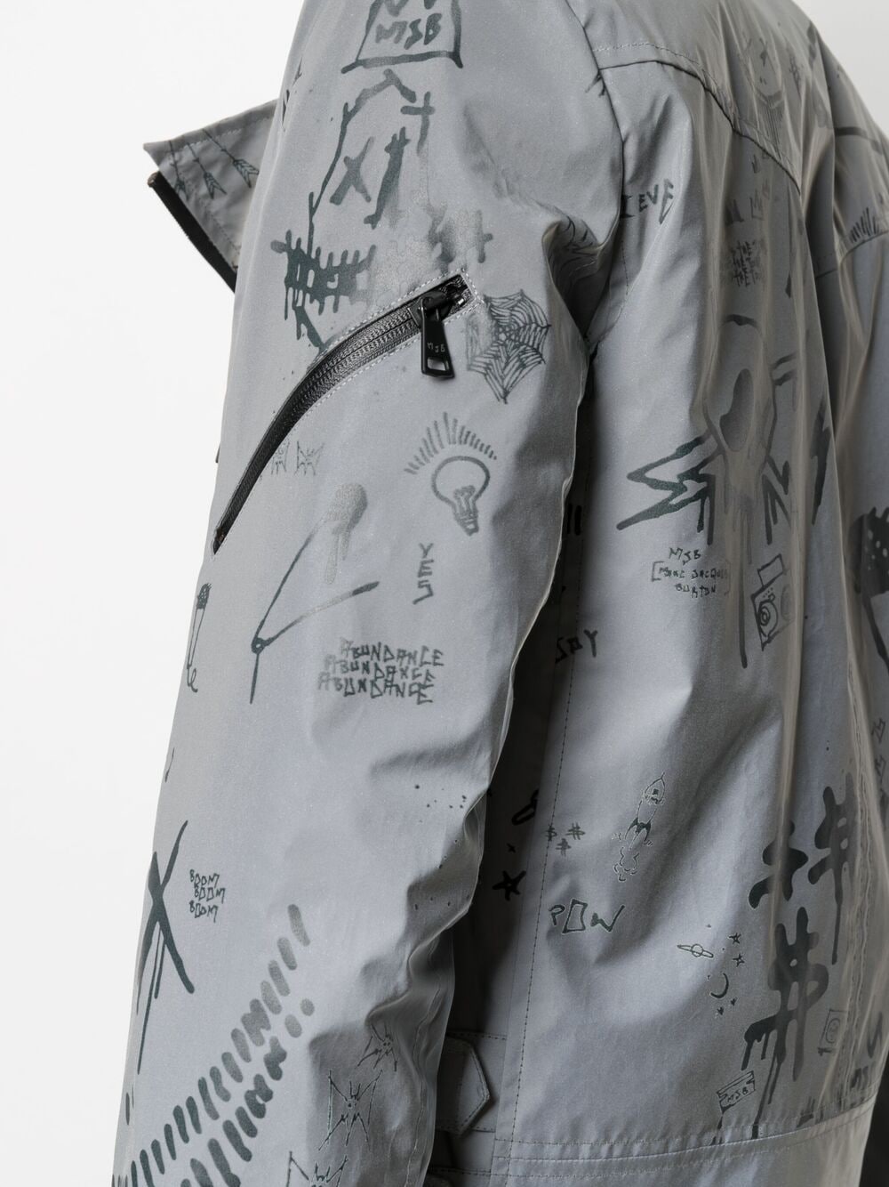 Shop Mjb Marc Jacques Burton Graffiti-print Biker Jacket In Grey