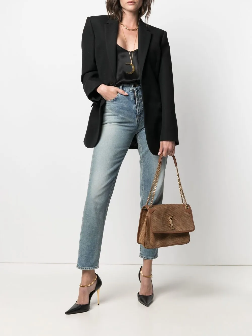 Imagem 2 de Saint Laurent Bolsa tiracolo com placa de logo