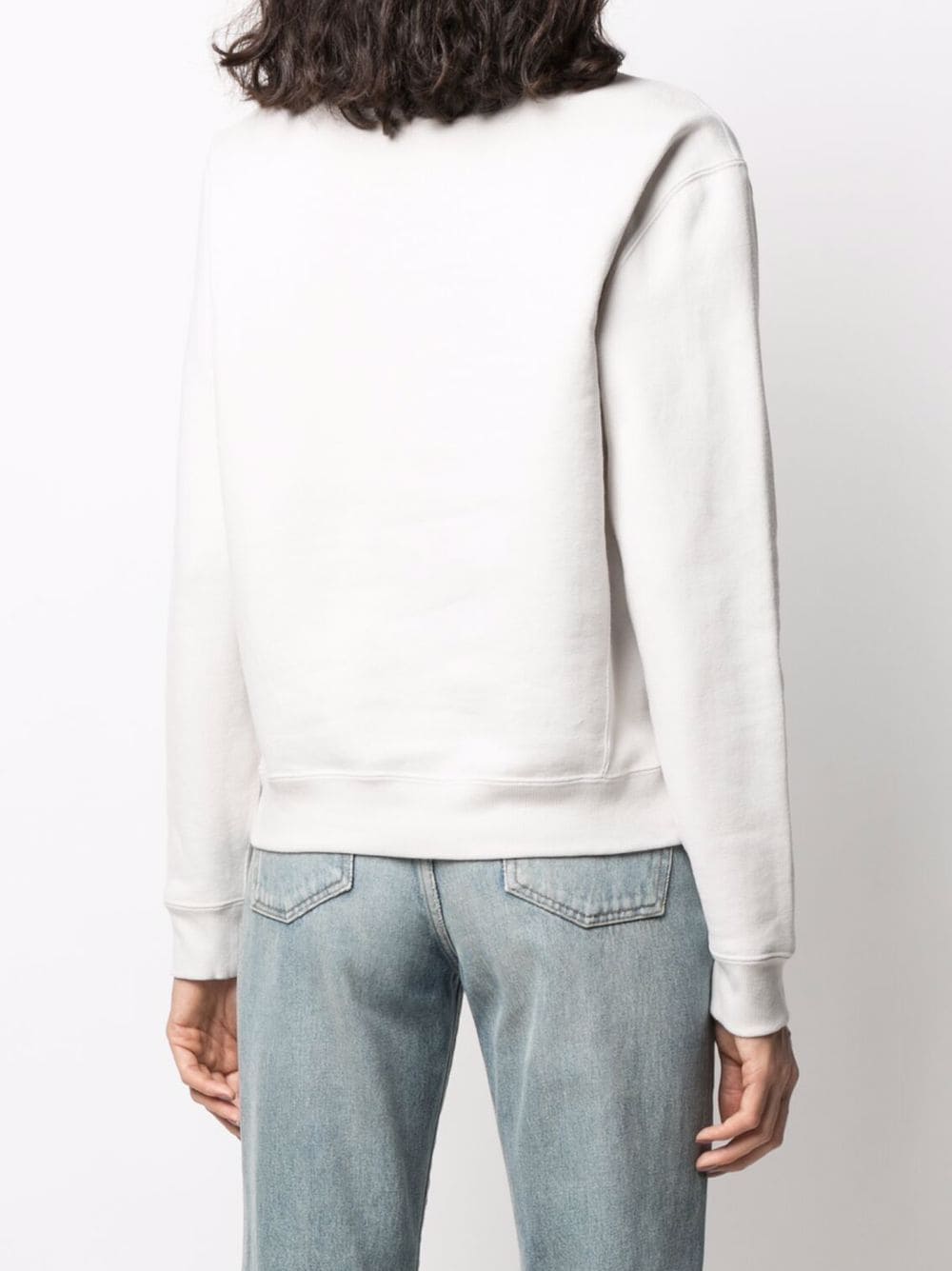 Shop Saint Laurent Logo-print Cotton Sweatshirt In Neutrals