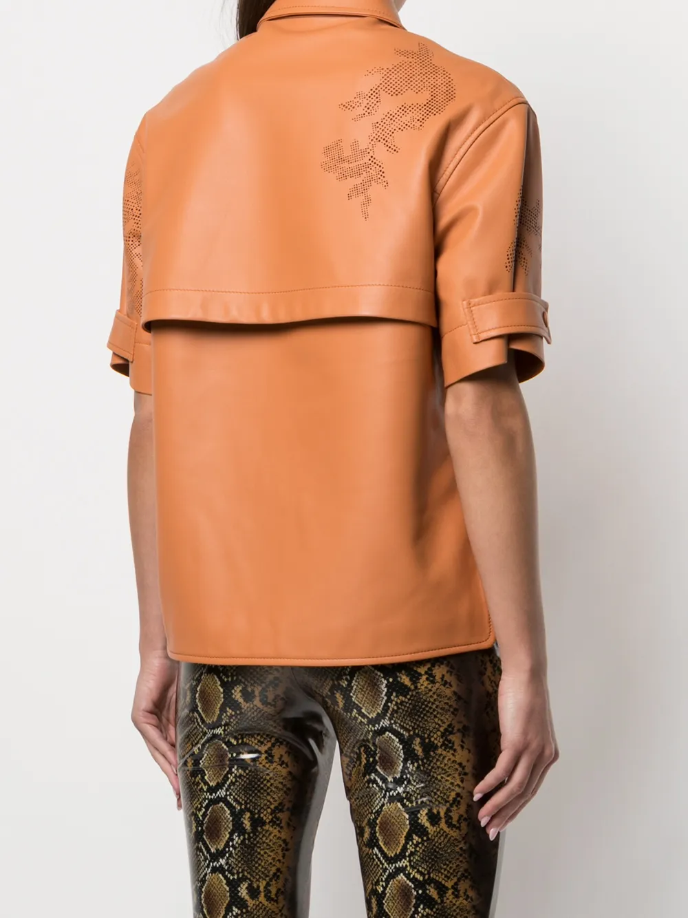 Rochas Leren blouse Bruin