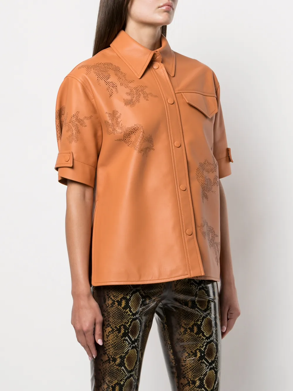  Rochas Soriana Lederhemd   Braun 