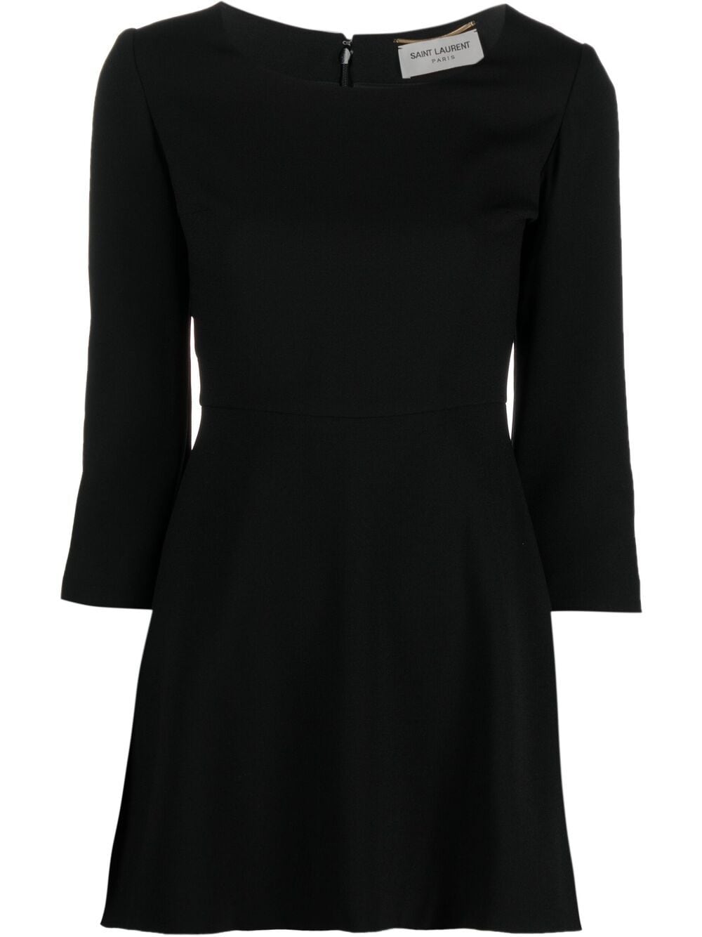 Shop Saint Laurent Scoop-neck A-line Dress In Black