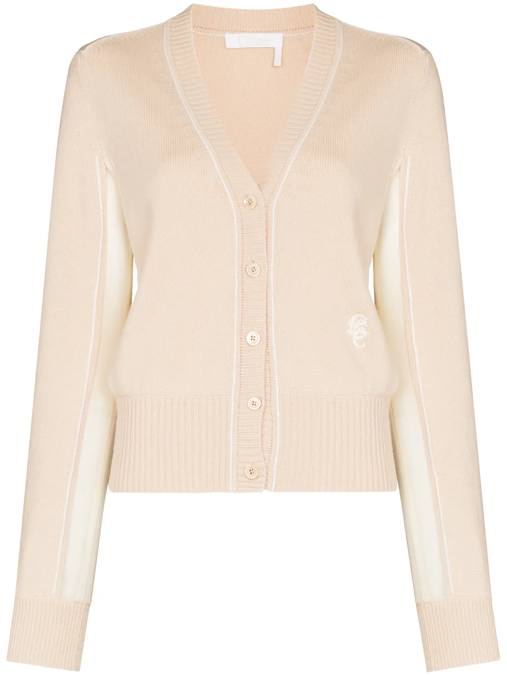 Image 1 of Chloé embroidered logo panelled cardigan