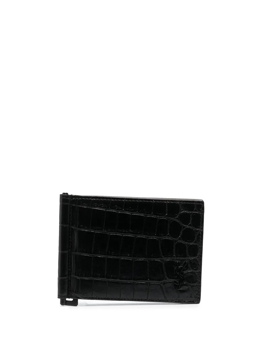 

Saint Laurent tarjetero con efecto de piel de cocodrilo - Negro