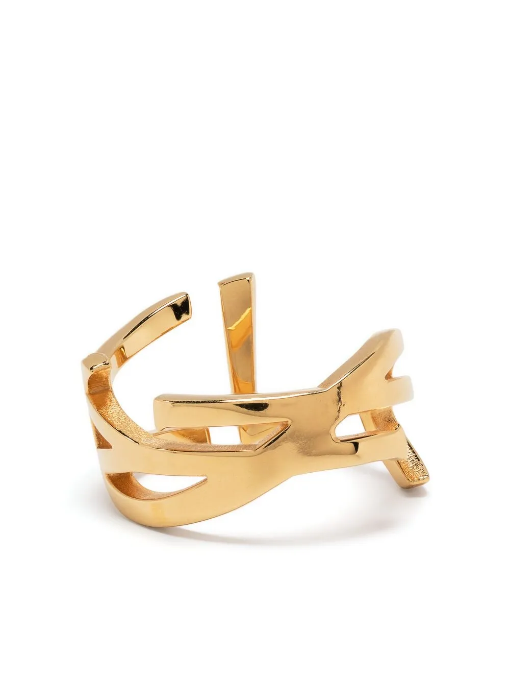 

Saint Laurent anillo con placa del logo - Dorado