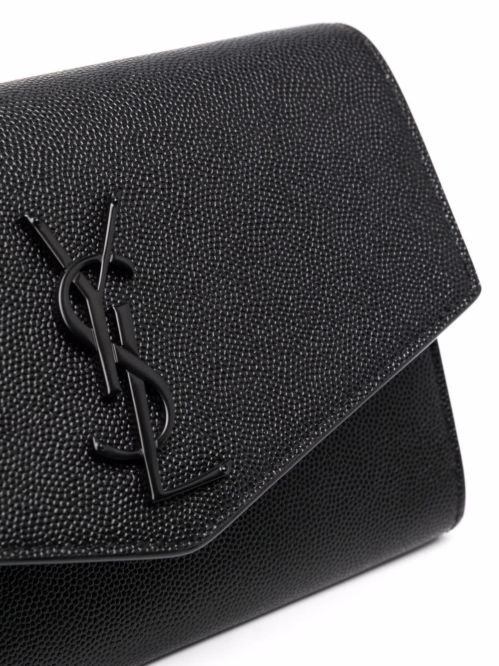 Shop Saint Laurent Envelope Leather Clutch Bag In Black
