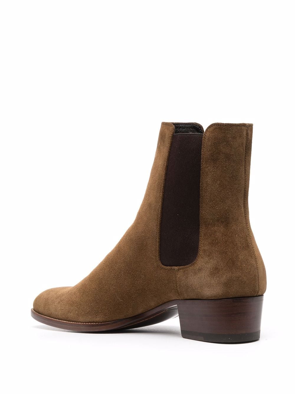 Shop Saint Laurent Wyatt 40mm Suede Chelsea Boots In Brown