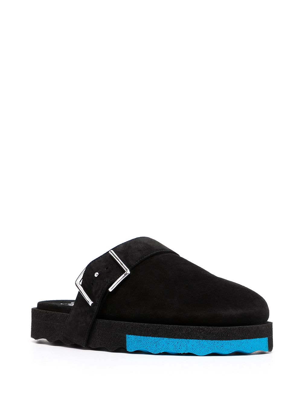 Off-White Sponge slippers met gespdetail - Zwart