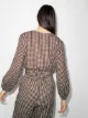 Peony gingham-pattern tie blouse