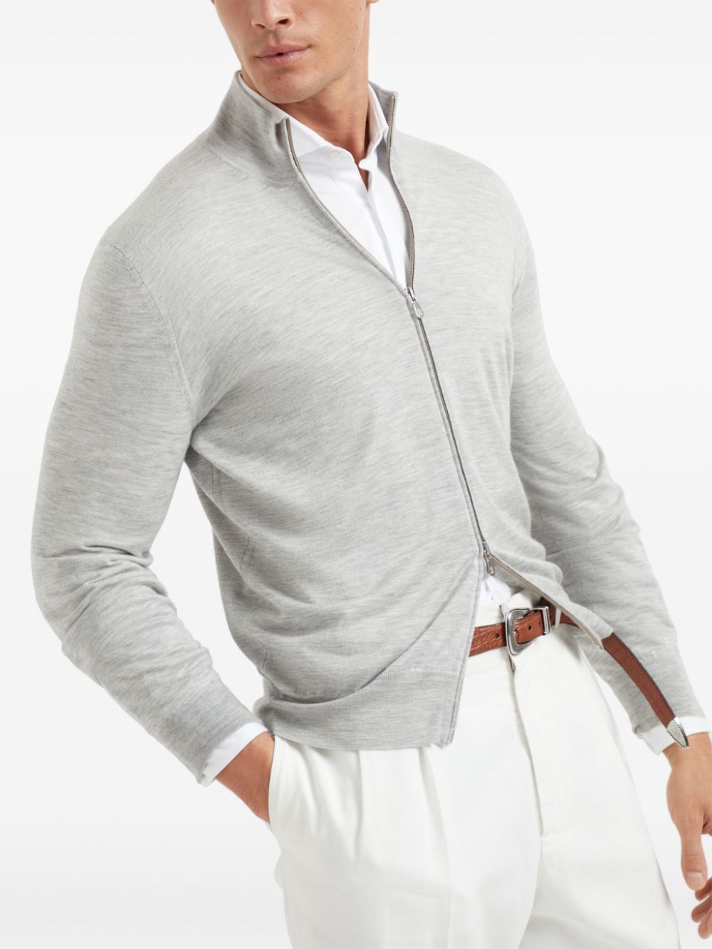 Brunello Cucinelli zip-up cashmere-silk jumper Men