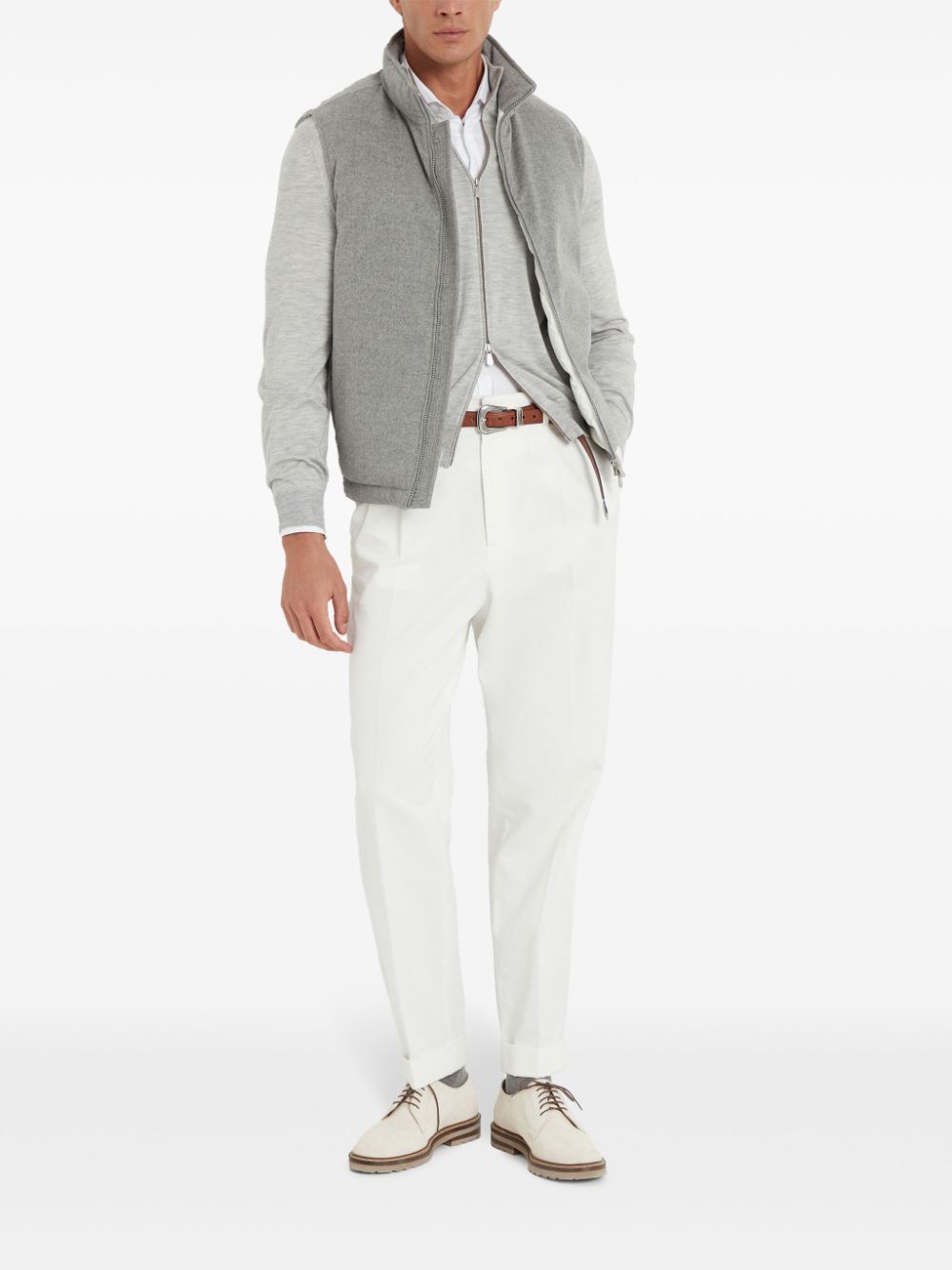 Brunello Cucinelli zip-up cashmere-silk jumper - Grey