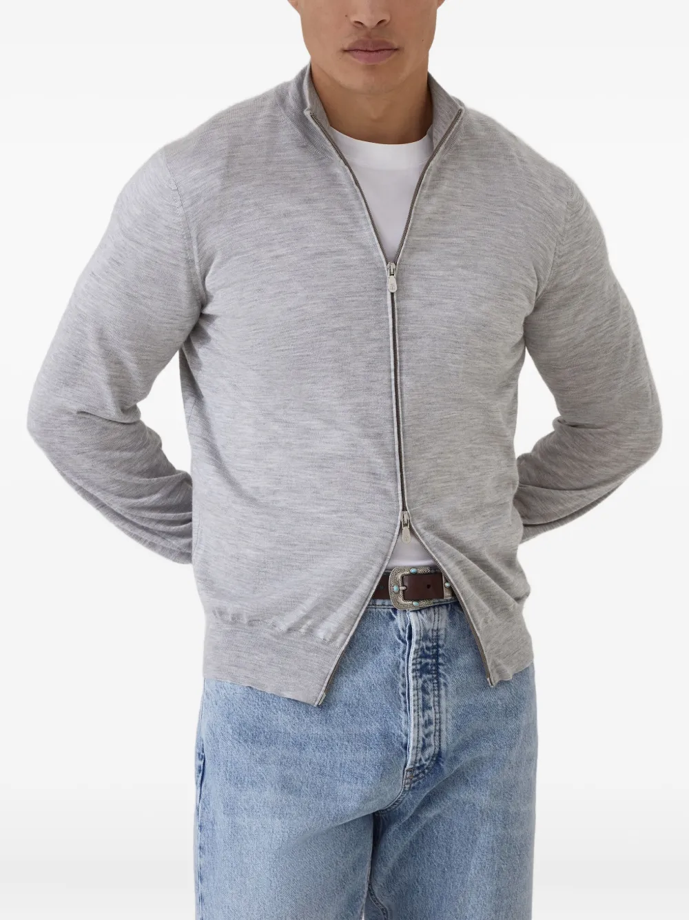  Brunello Cucinelli Pullover Aus Kaschmir Seidengemisch   Grau 