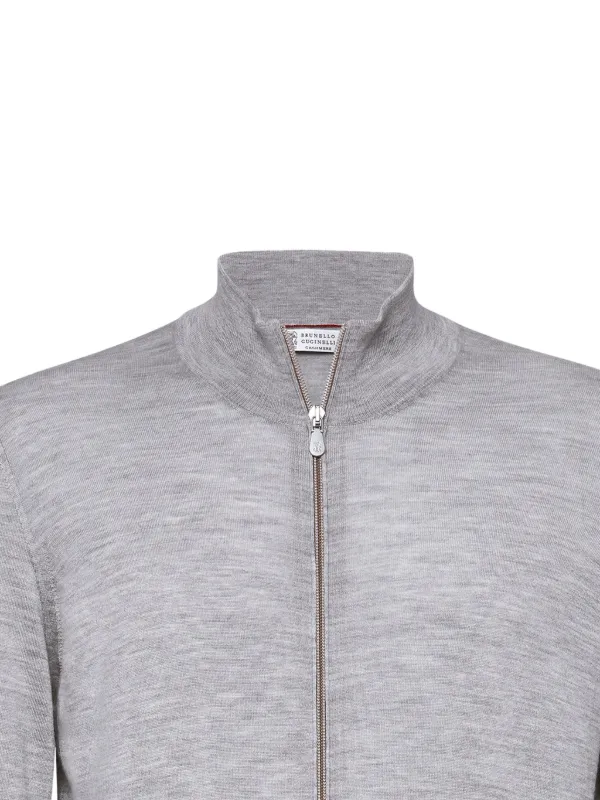 Pull Brunello Cucinelli 100% Cachemire - 1/2 Zip - Gris - Taille 2XL - Occasion Parfait état