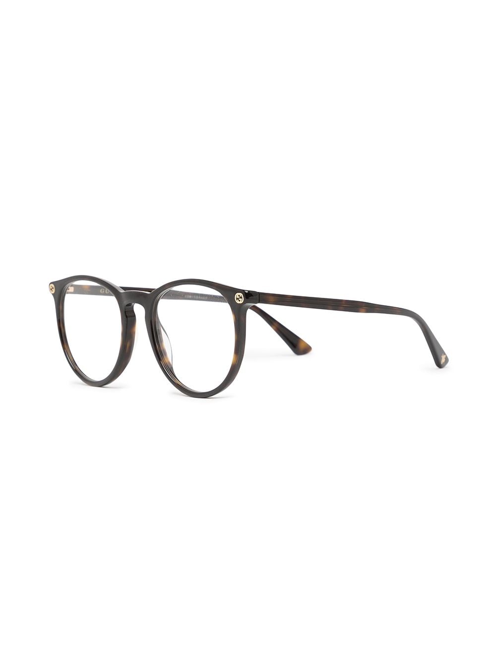 Shop Gucci Tortoiseshell Round-frame Glasses In Black