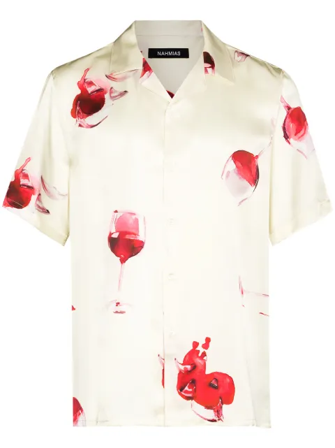 Nahmias camisa con copas de vino estampadas 