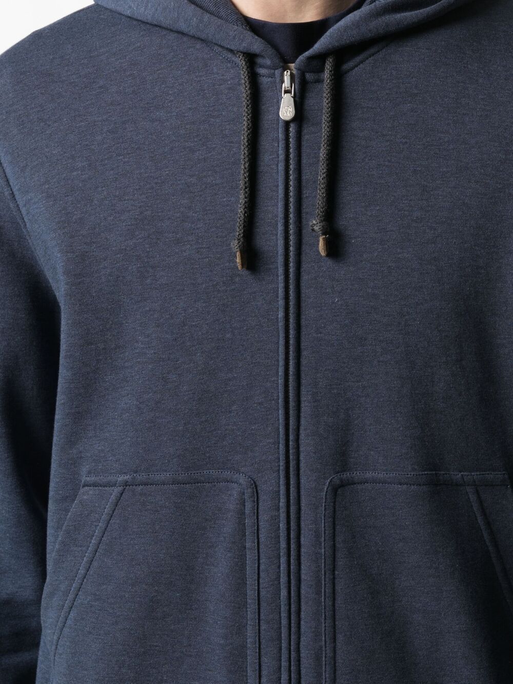 Brunello Cucinelli Cotton-jersey Zip-Up Sweatshirt - Men - Navy Sweats - S