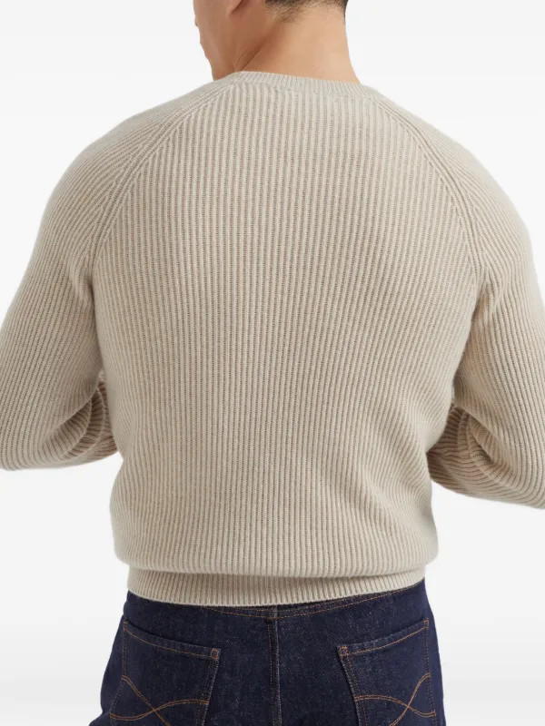BRUNELLO CUCINELLI ベージュ リブニットセーター Brunello Cucinelli リブニット カシミアセーター 通販 - FARFETCH