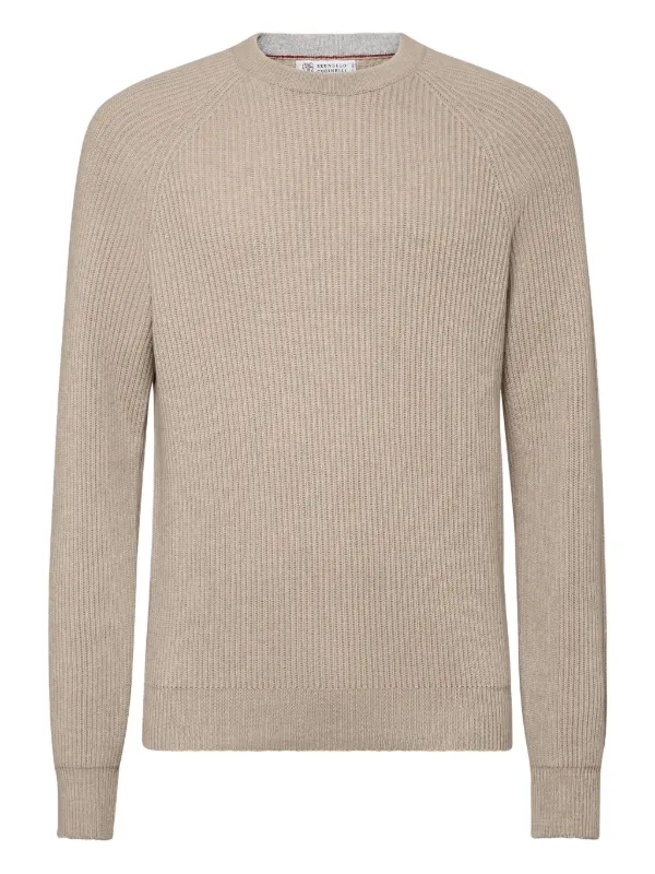 BRUNELLO CUCINELLI ベージュ リブニットセーター Brunello Cucinelli リブニット カシミアセーター 通販 - FARFETCH