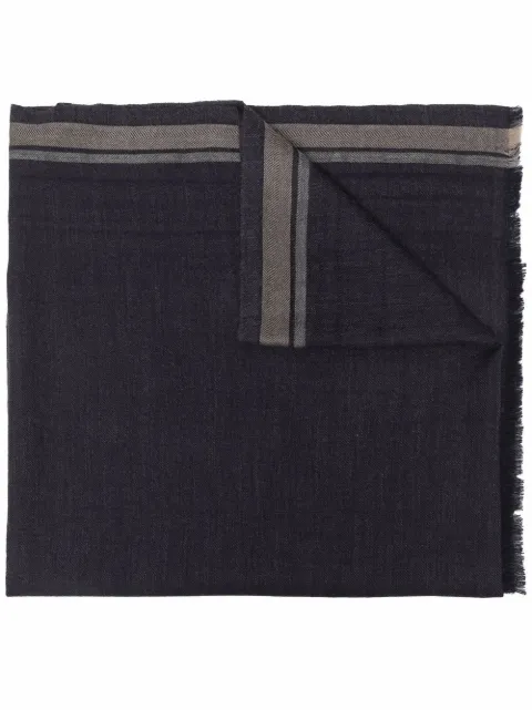 Brunello Cucinelli stripe detailing frayed scarf