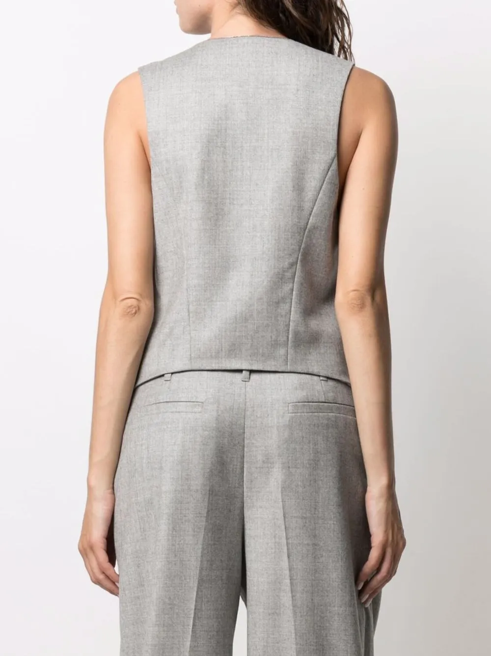 Brunello Cucinelli Sleeveless Belted Waistcoat In Grau