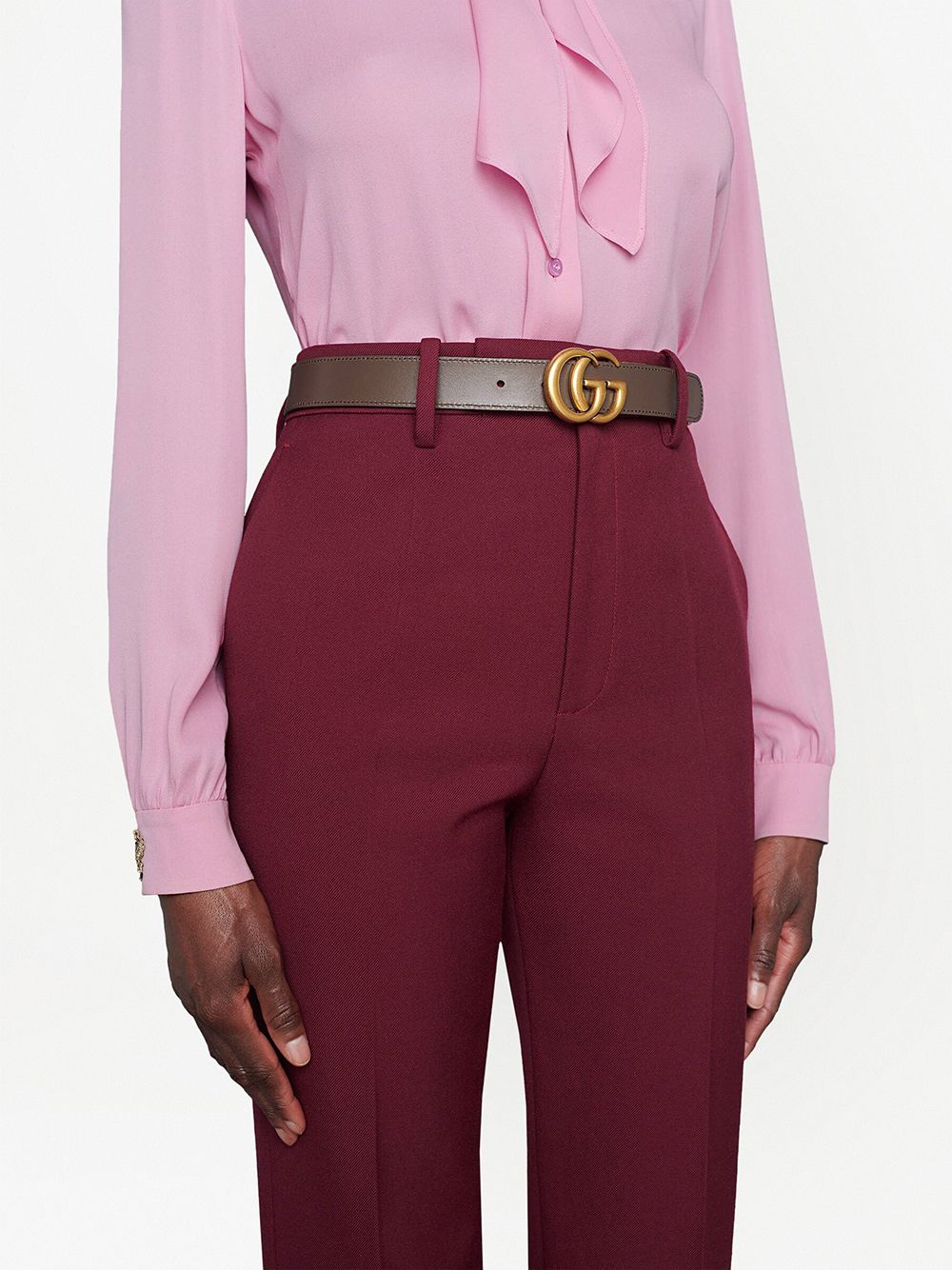 Shop Gucci Gg Marmont Reversible Belt In Neutrals