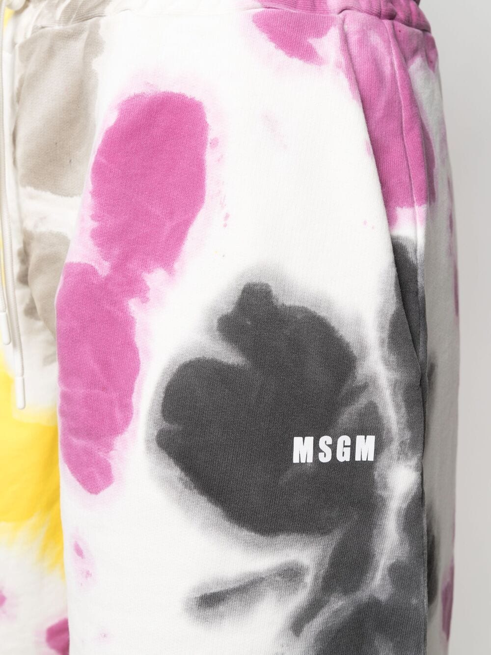 Shop Msgm Tie-dye Print Track Shorts In White