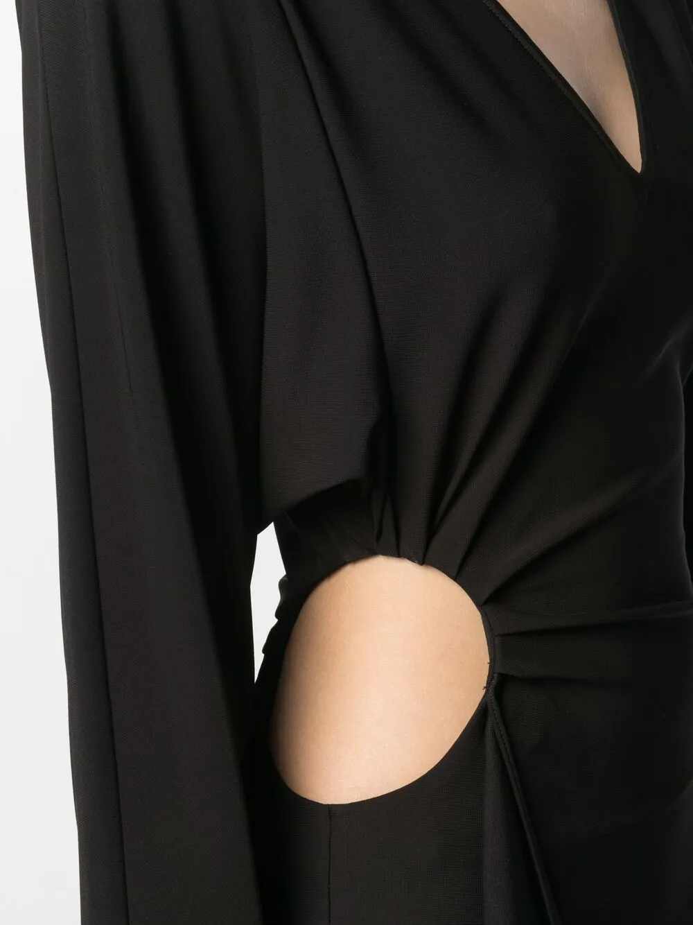 фото Off-white платье с v-образным вырезом и длинными рукавами