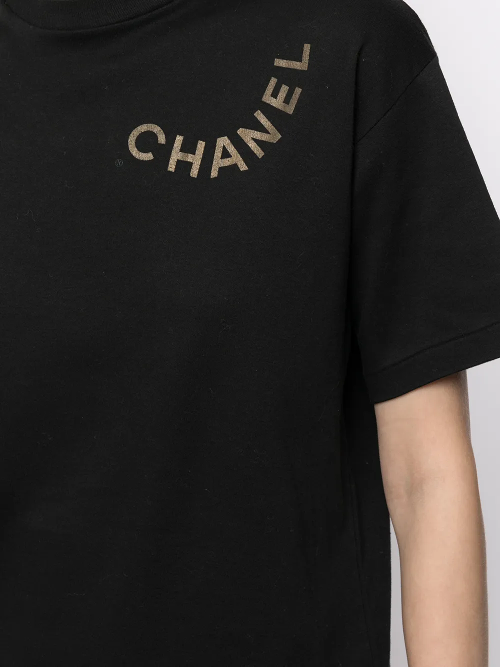 Pre-owned Chanel 1990s Logo Print T-shirt In Black