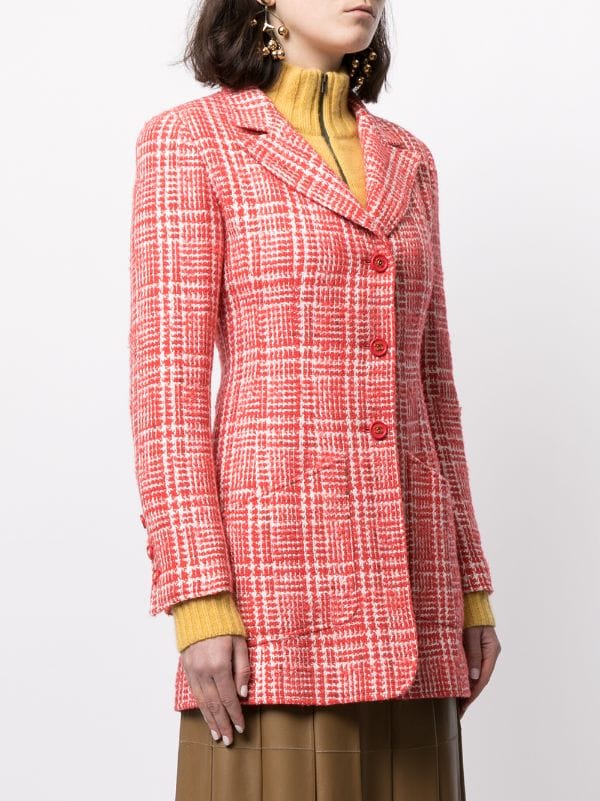 Chanel Pre-owned 1997 Checked Tweed Blazer - Red
