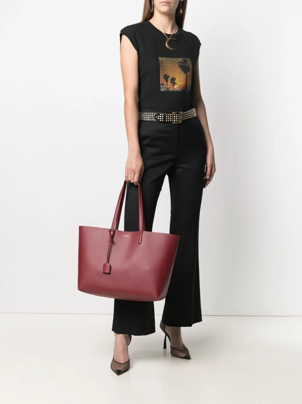 Saint Laurent Shopper met logoprint - Rood