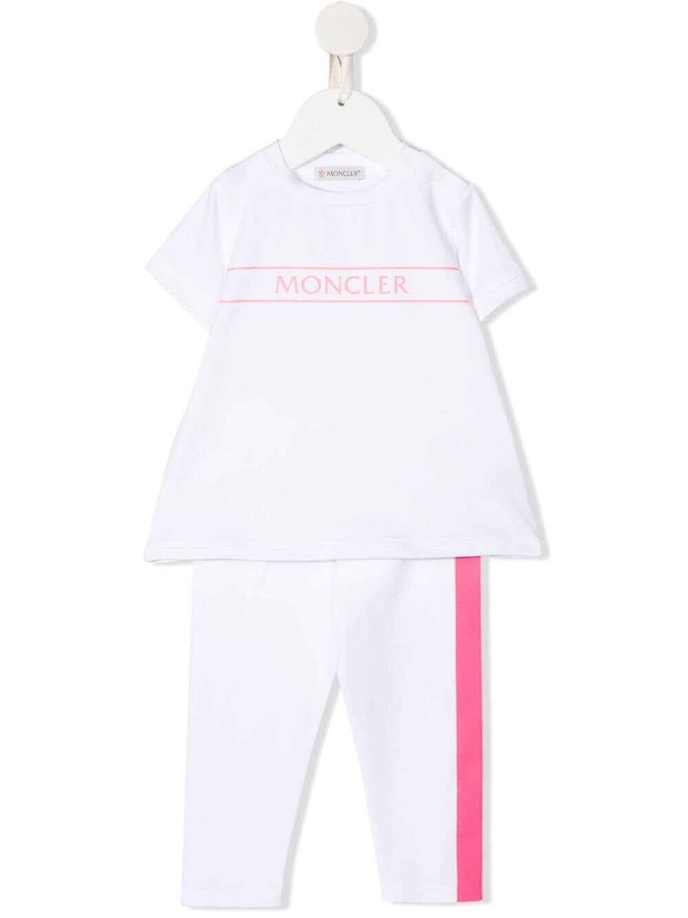 Moncler Babies' Logo-print Short-sleeved Tracksuit Set In White