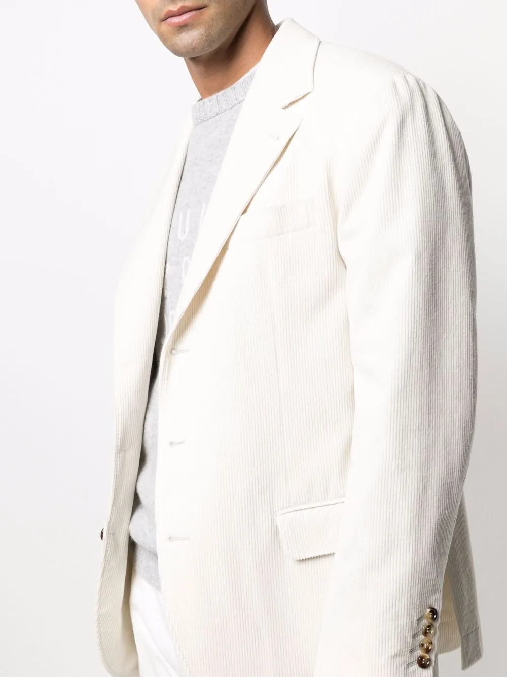 Brunello Cucinelli Blazer met enkele rij knopen Beige