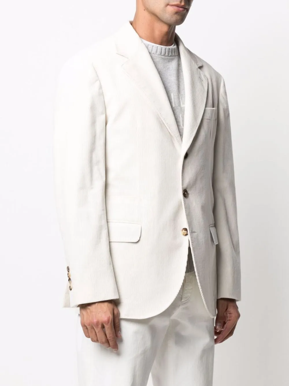 Brunello Cucinelli Blazer met enkele rij knopen Beige